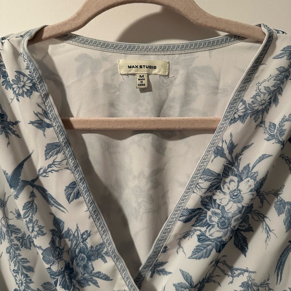 Max Studio Blue and White Floral Midi Dress - Picture 2 of 3